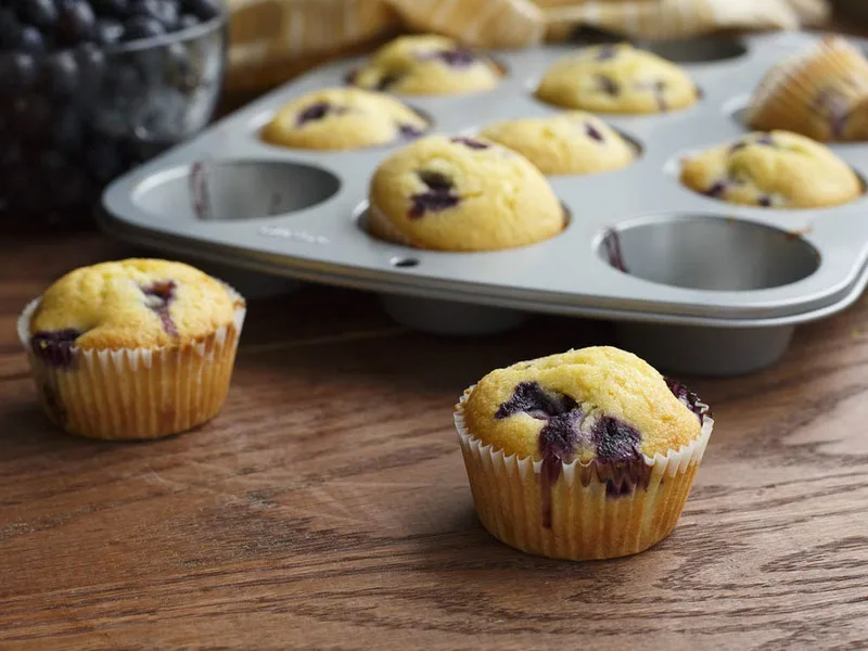 Blueberry Lemon Cornbread Muffins