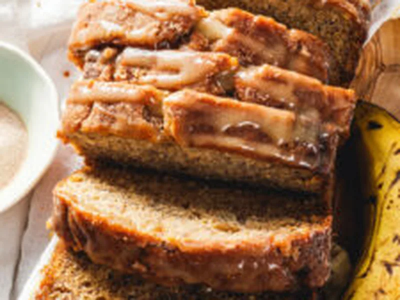 Brown Butter Banana Bread with Salted Caramel Glaze