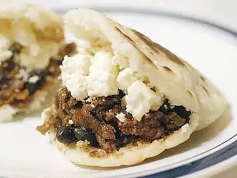 Beef and Black Bean Stuffed Arepas with Chipotle