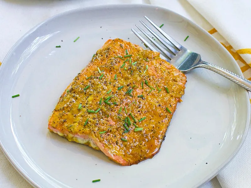 Baked Salmon with Turmeric Honey Glaze