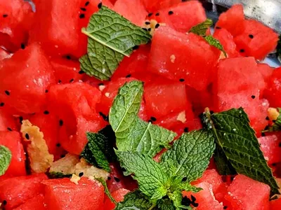 Watermelon Mint Salad with Cashew Ricotta