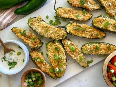Air Fryer Jalapeño Poppers with Cream Cheese and Cheddar