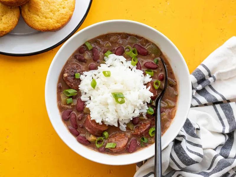 Quick Smoky Red Beans and Rice with Andouille Sausage