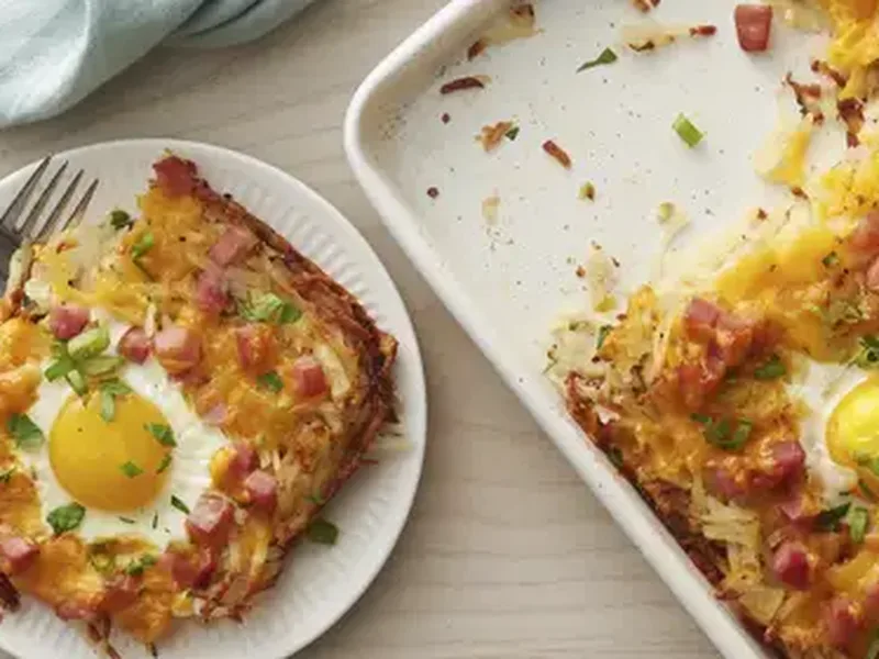 Sheet-Pan Ham and Egg Hash with Crispy Hash Browns