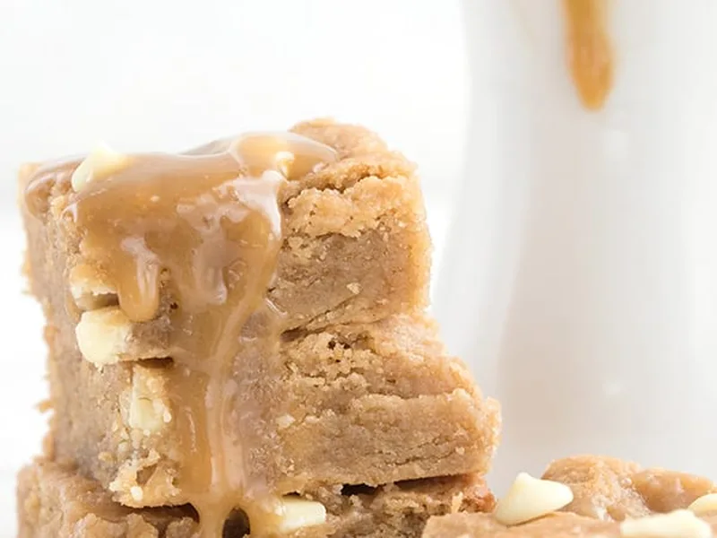 Sugar-Free White Chocolate Caramel Blondies with Almond Flour