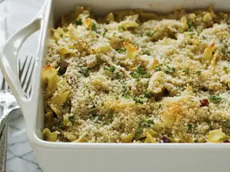 Creamy Chicken Bacon Ranch Pasta Bake with Crispy Topping