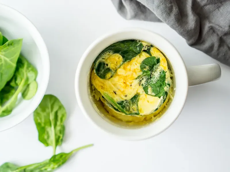 Microwave Cheesy Egg and Spinach Cup