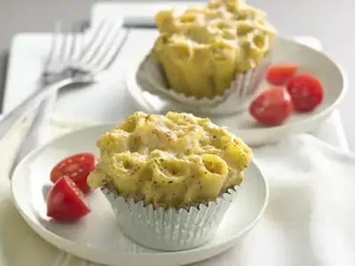 Cheesy Broccoli Pasta Cupcakes with Creamy Herb Filling