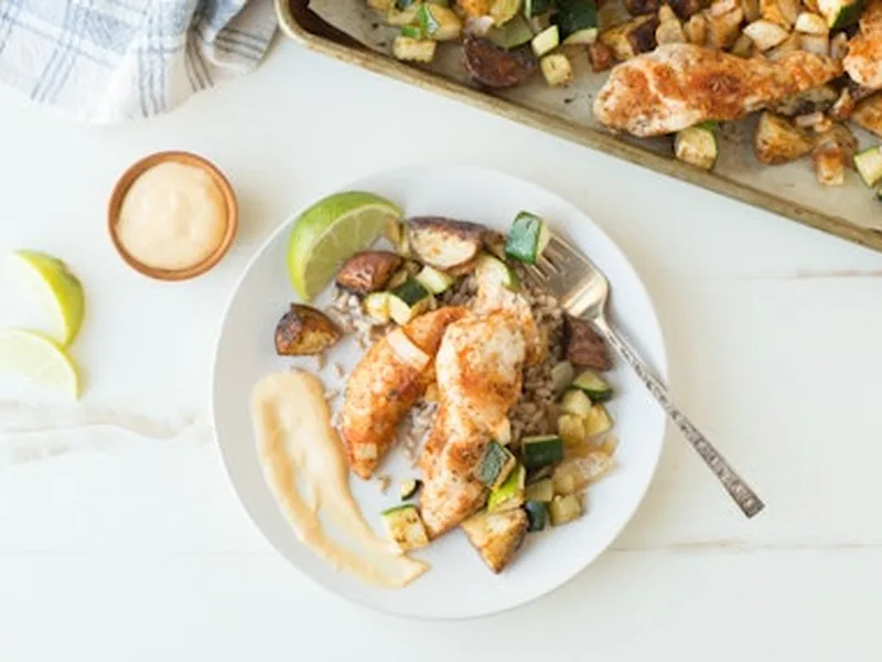 Sheet Pan Jamaican Jerk Tofu with Roasted Vegetables