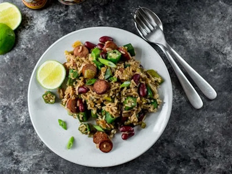Cajun-Style Fried Dirty Rice with Andouille and Okra