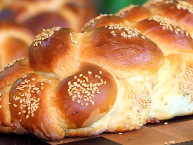 Six-Strand Honey Challah Bread with Sesame Seeds