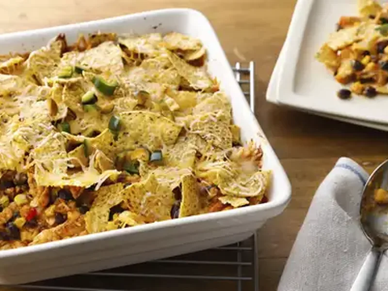 Easy Nacho Pot Pie Bake with Rotisserie Chicken