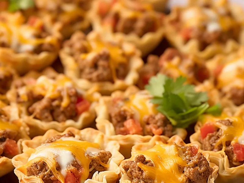 Easy Ranch Taco Bites with Ground Beef and Phyllo Shells