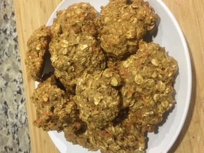 Whole Wheat Oat Carrot Cookies, Low-Fat Baked