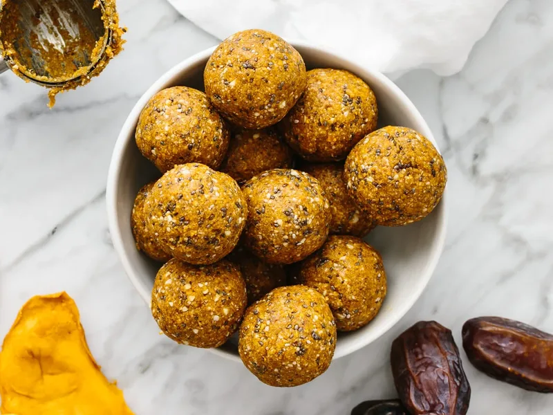 Mango Date Energy Balls with Cashews and Chia Seeds
