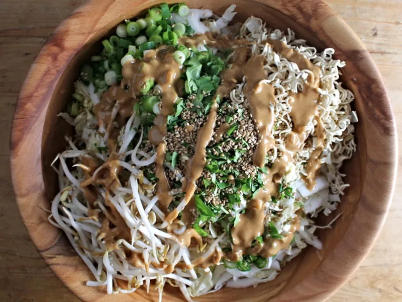 Asian Napa Cabbage Salad with Creamy Peanut Dressing