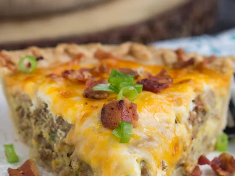 Bacon and Sausage Quiche with Jalapeno and Cream Cheese
