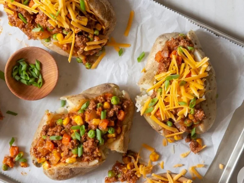 Microwave Shepherd's Pie Stuffed Potatoes