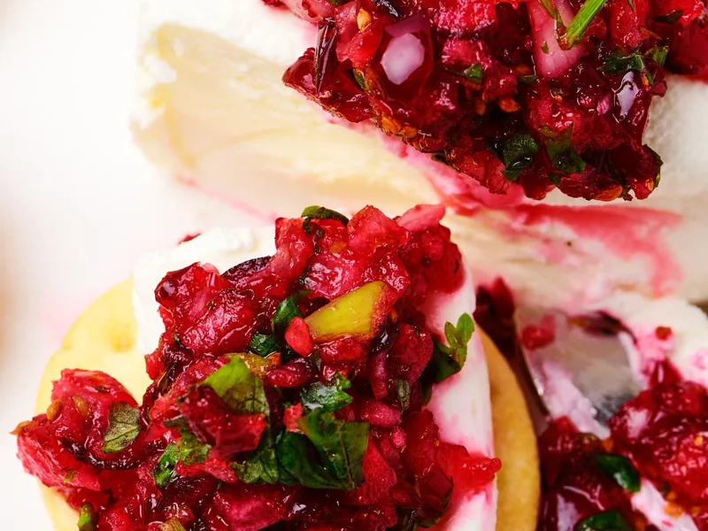 Fresh Cranberry Salsa with Cream Cheese and Orange Zest