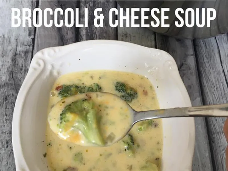 Keto Broccoli Cheddar Soup with Cream and Xanthan Gum