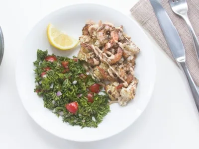 Roasted Za'atar Shrimp and Cauliflower with Spiced Yogurt