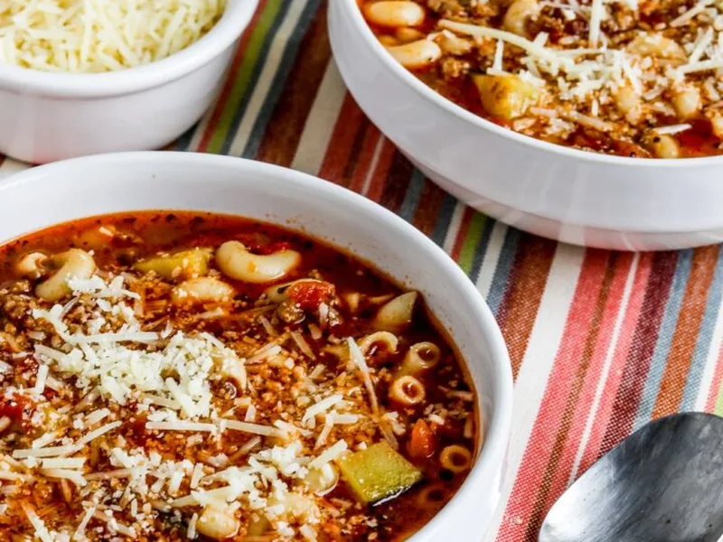 Spicy Italian Sausage, Zucchini, and Macaroni Soup