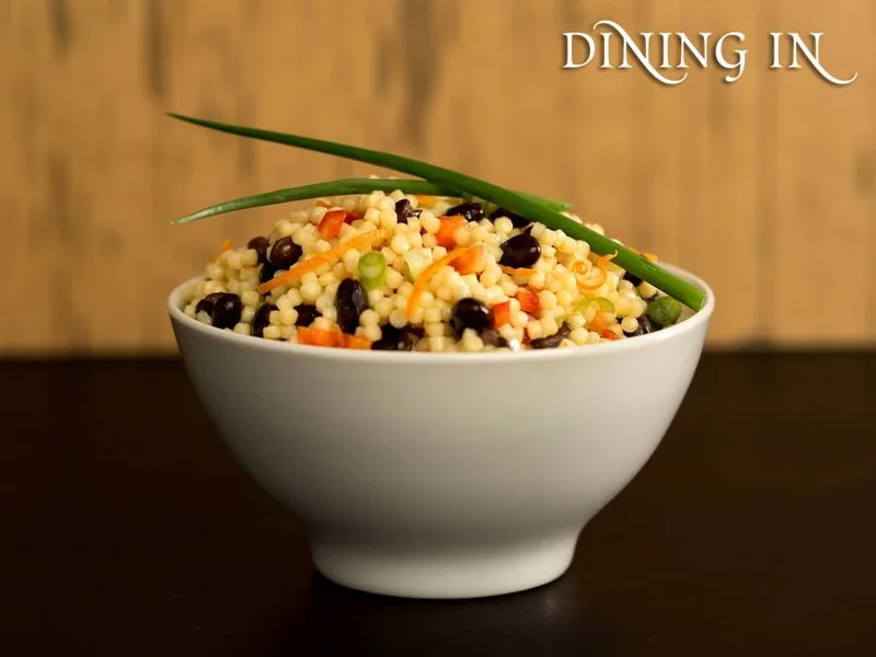 Fresh Orange Couscous Black Bean Salad with Cumin Vinaigrette