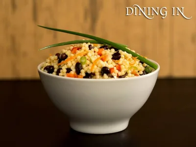 Fresh Orange Couscous Black Bean Salad with Cumin Vinaigrette