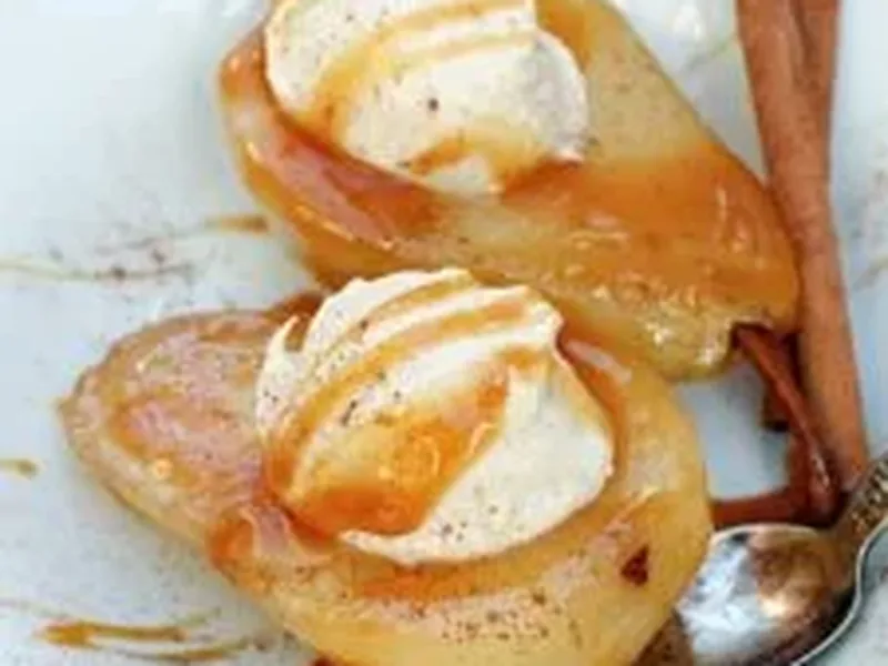 Cinnamon Poached Pears with Maple Mascarpone Filling