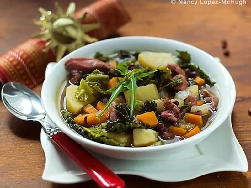 Hearty Smoked Chicken Adzuki Bean Soup with Vegetables