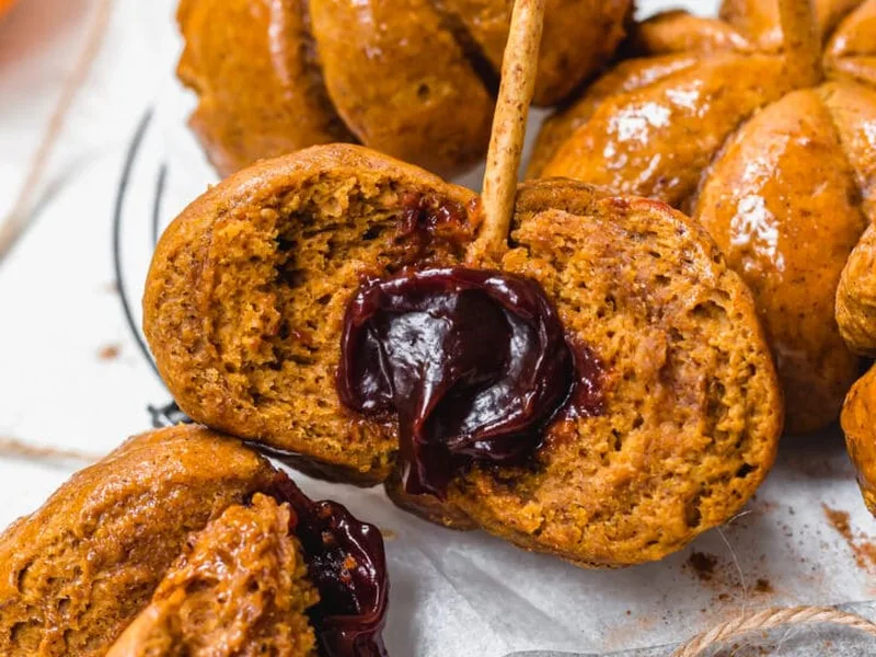 No-Yeast Chocolate Stuffed Pumpkin Buns