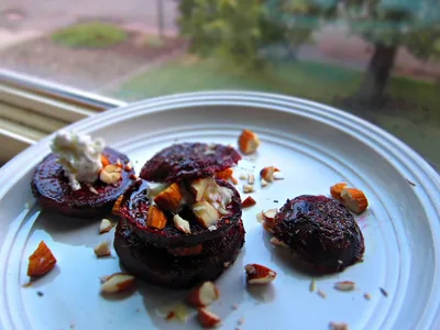 Roasted Beets with Herbed Goat Cheese and Almonds