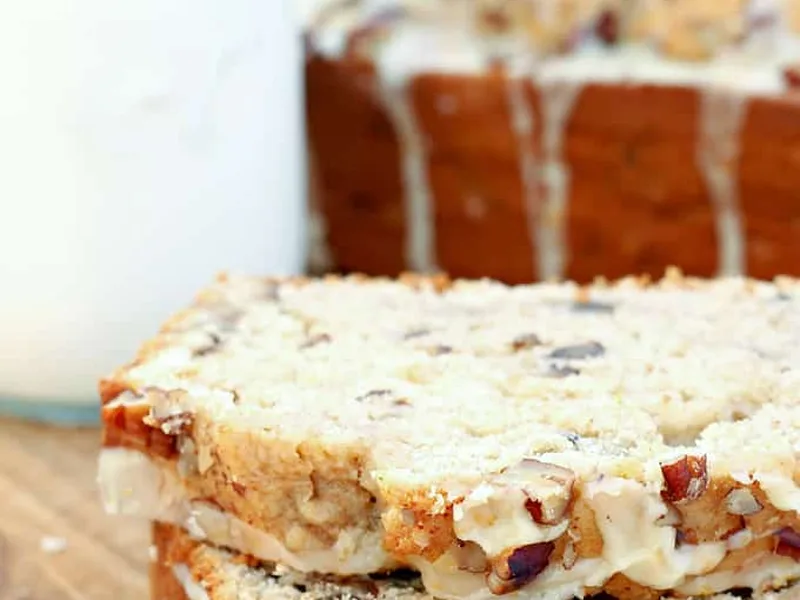 Cream Cheese Banana Nut Bread with Orange Glaze