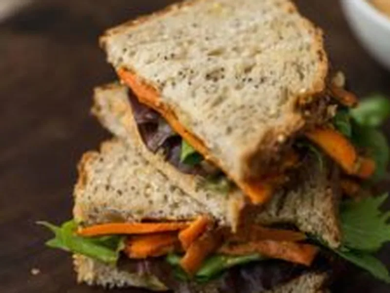 Roasted Carrot Sandwich with Sunflower Seed Cream