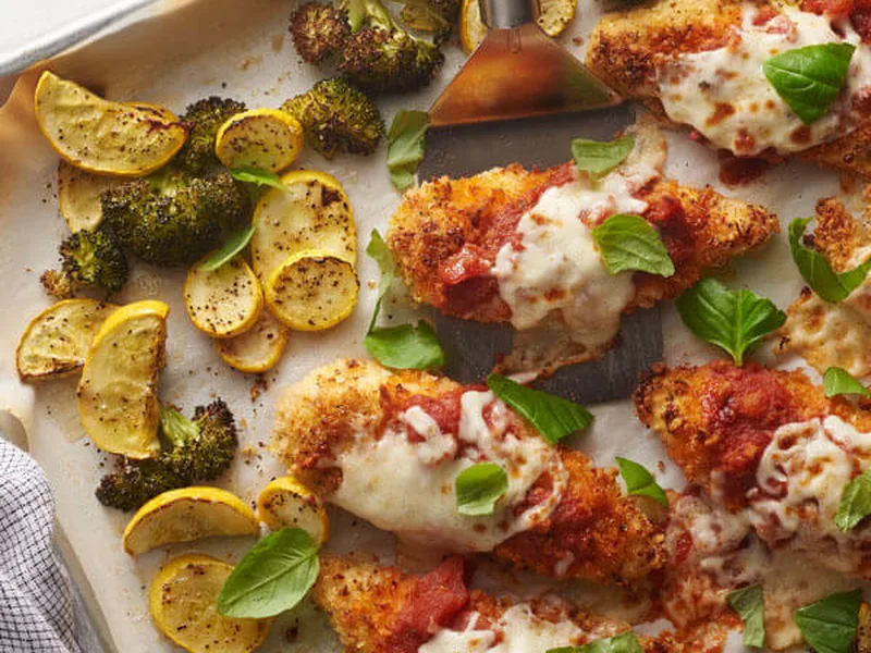 Sheet Pan Chicken Parmesan with Roasted Vegetables