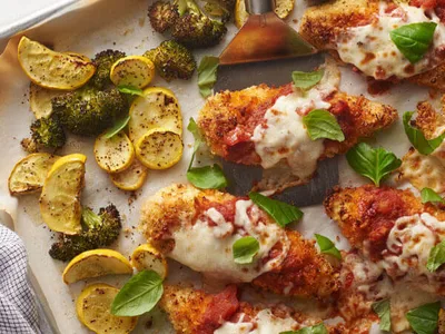 Sheet Pan Chicken Parmesan with Roasted Vegetables