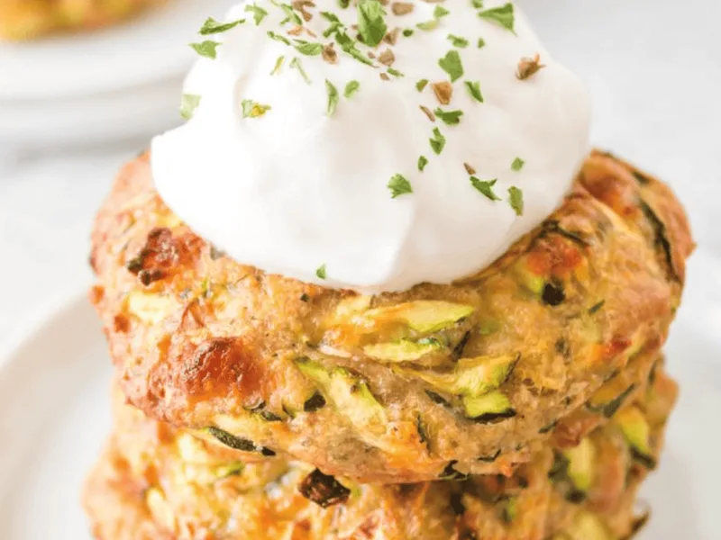 Air Fryer Corn Fritters with Cheddar and Sour Cream