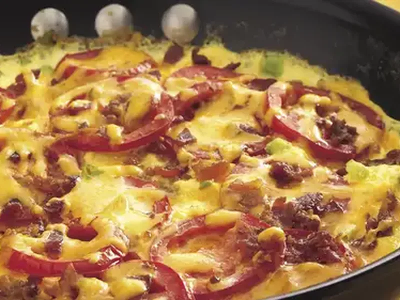 Bacon and Tomato Frittata with Sharp Cheddar and Green Onions