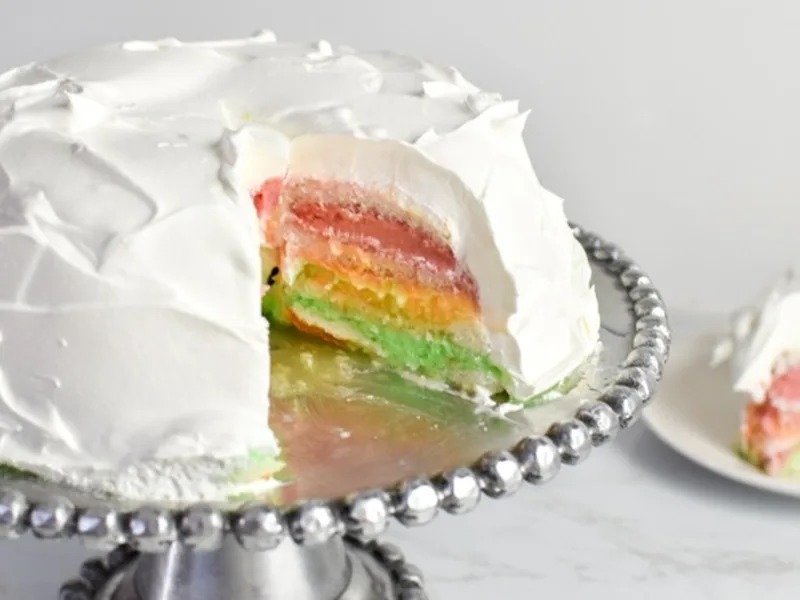 Rainbow Sherbet Layer Cake with Whipped Topping