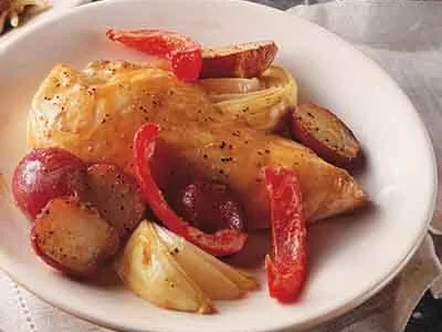 Roasted Honey-Mustard Chicken with Root Vegetables