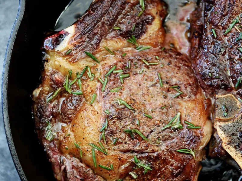 Pan-Seared Ribeye Steaks with Butter and Rosemary