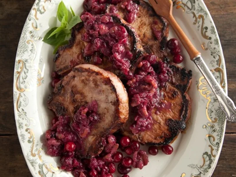 Pan-Seared Pork Chops with Cranberry Mustard Sauce