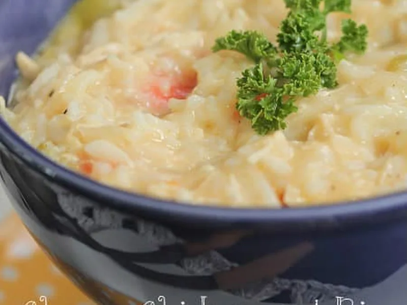 Classic Cheesy Chicken and Rice Soup with Cheddar Roux