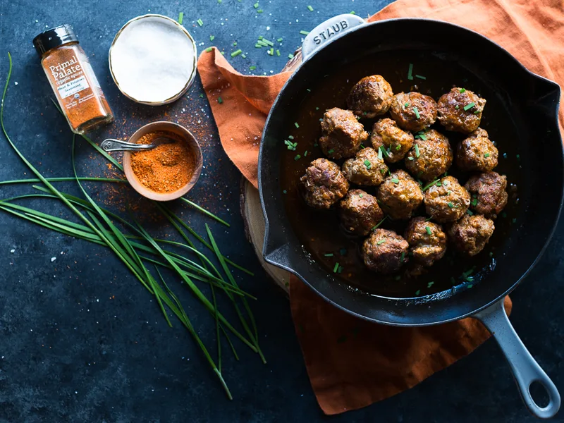 Easy Pork and Beef Meatballs with Shallots and Tomato Paste