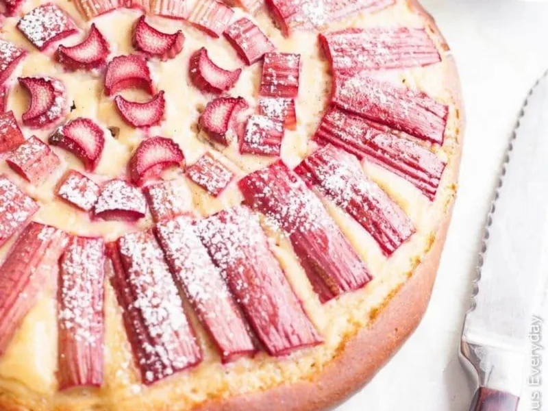 Rhubarb Custard Brioche Tart with Vanilla and Spelt Flour