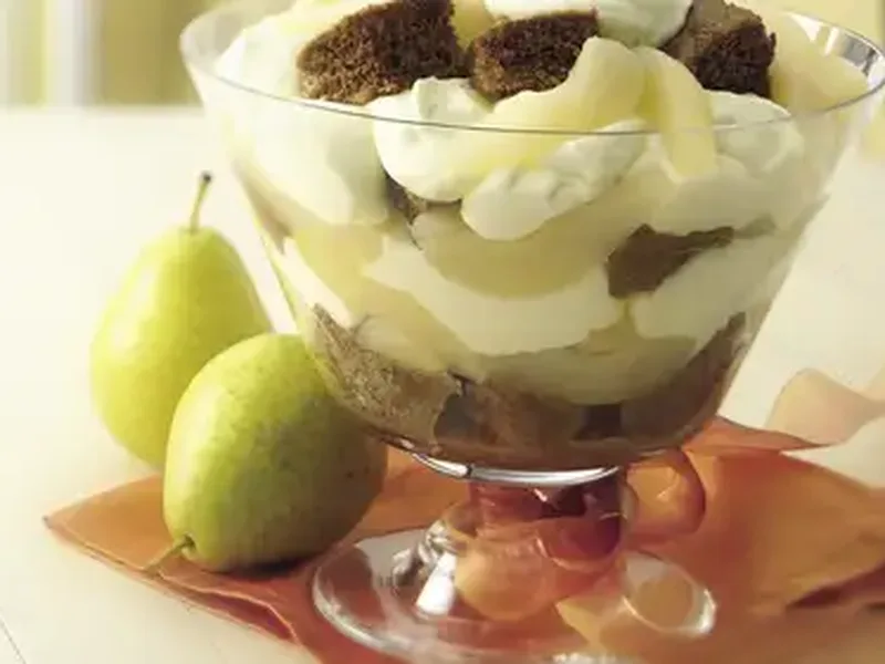 Layered Lemon-Pear Gingerbread Trifle with Spiced Cake