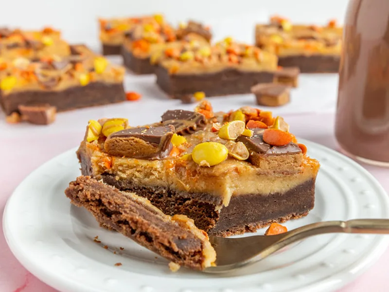 Chocolate Peanut Butter Cheesecake Bars with Reese's
