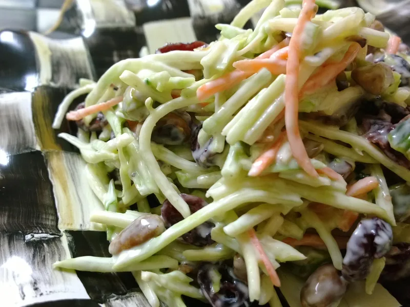 No-Cook Broccoli Slaw with Cranberries and Pistachios