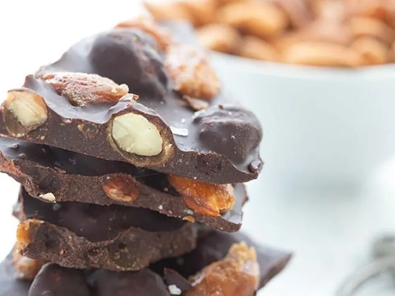 Keto Chocolate Almond Bark with Sugar-Free Sweetener