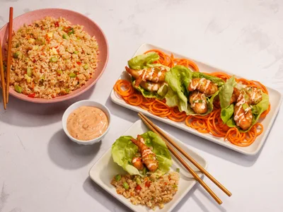 Bang Bang Shrimp Lettuce Cups with Fried Rice